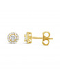 Diamond Cluster Earrings With A Centre Round Brilliant Cut Diamond Set in 18ct Yellow Gold. Tdw 0.40ct